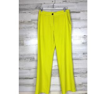 Current Air LA Women’s M Lime Green Pinstripe Wide Leg Low Rise Pants NEW